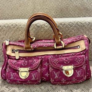 Authentic Louis Vuitton denim monogram neo speedy pink